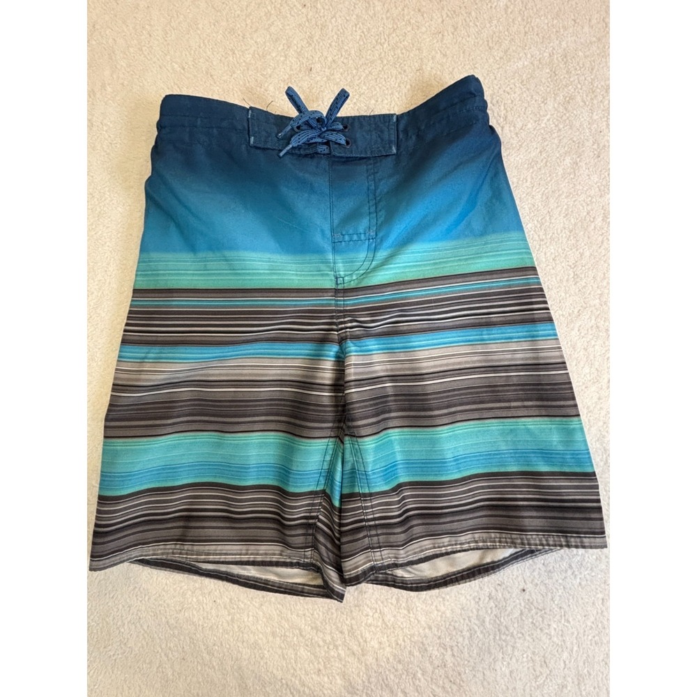 Laguna Swim Board Shorts Boys Medium 10/12 Multicolor‎ Striped Logo Mesh Lined